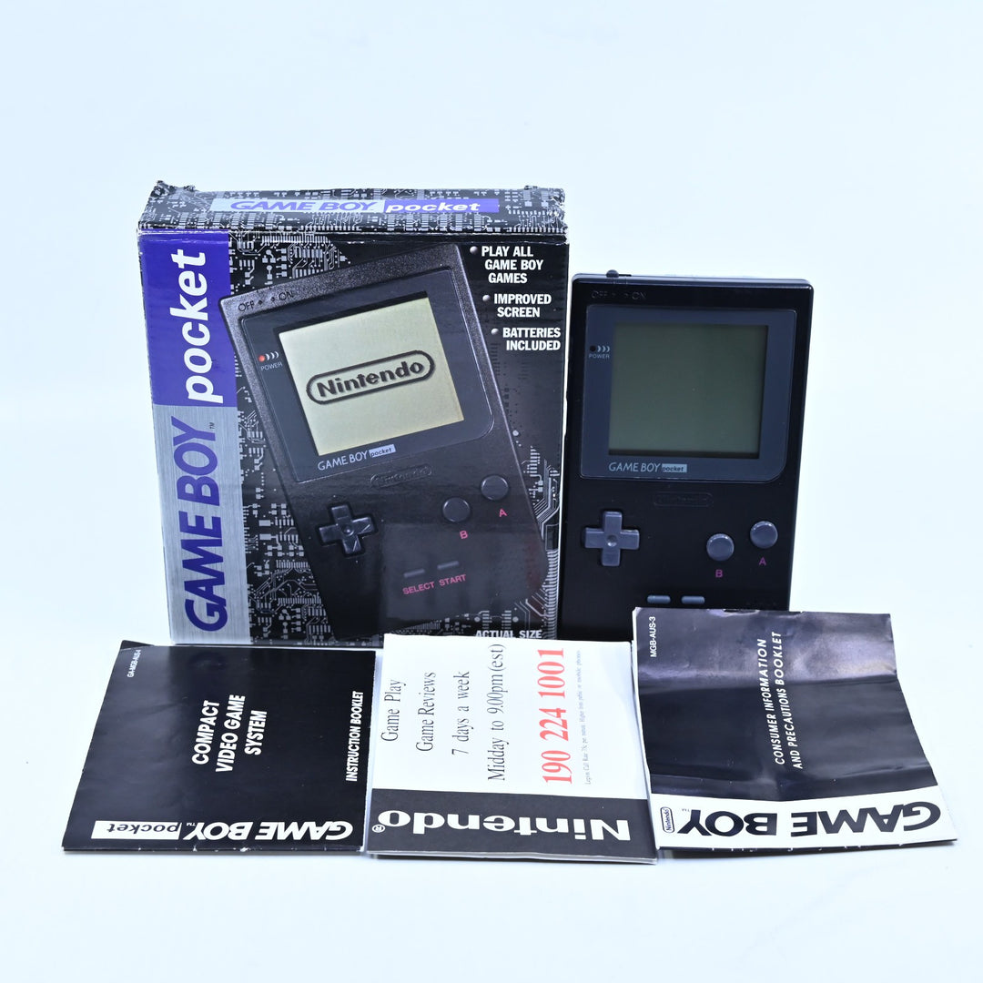 Black Nintendo Gameboy Pocket Boxed Console - AUS PAL - FREE POST!