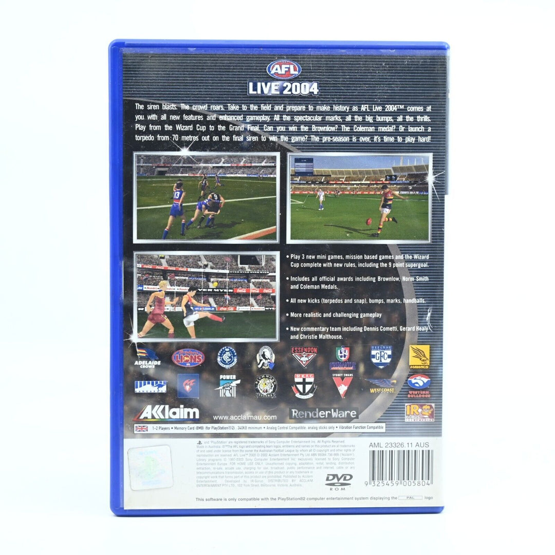 AFL Live 2004 - Sony Playstation 2 / PS2 Game + Manual - PAL - FREE POST!