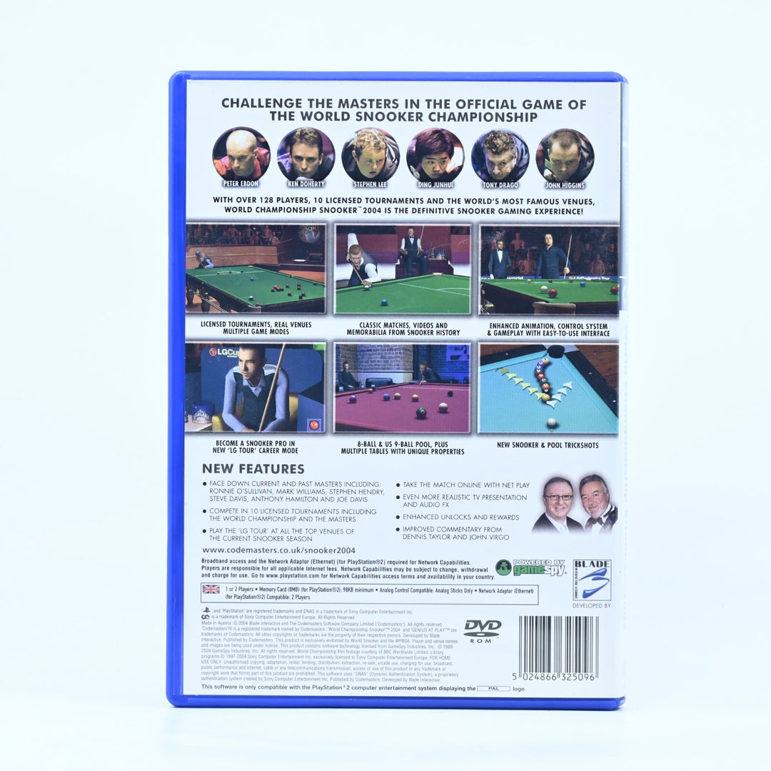 World Championship Snooker 2004 - Sony Playstation 2 / PS2 Game + Manual - PAL