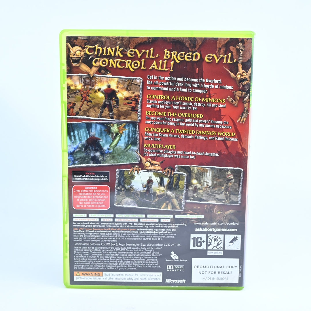Overlord - Promotional Copy - Not for Resale - Xbox 360 Game + Manual - PAL