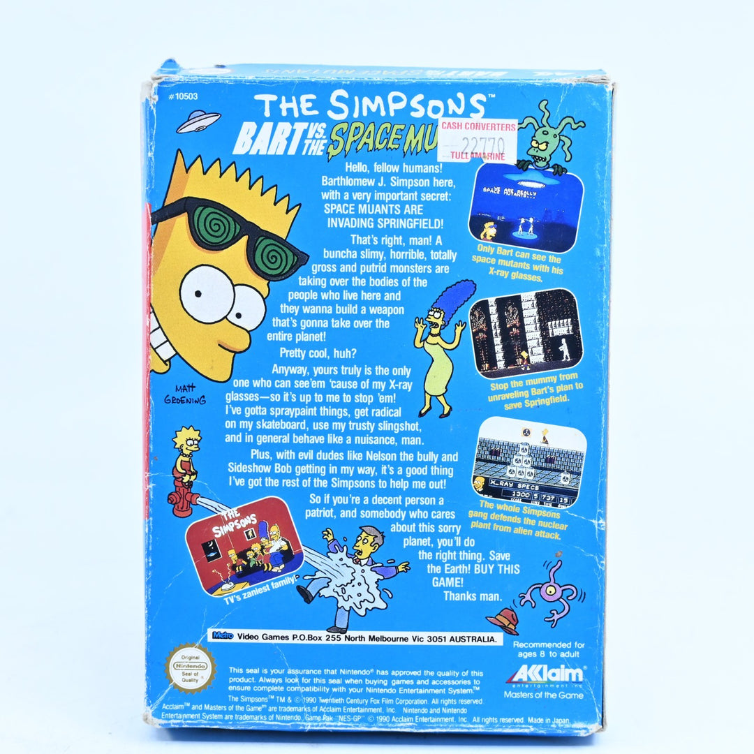 The Simpsons Bart vs. The Space Mutants - NES Boxed Game - PAL - FREE POST!