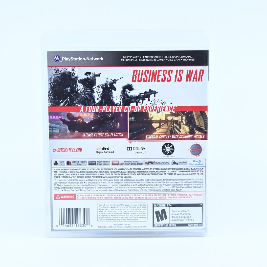 Syndicate - Sony Playstation 3 / PS3 Game - No Manual - Region Free - FREE POST!