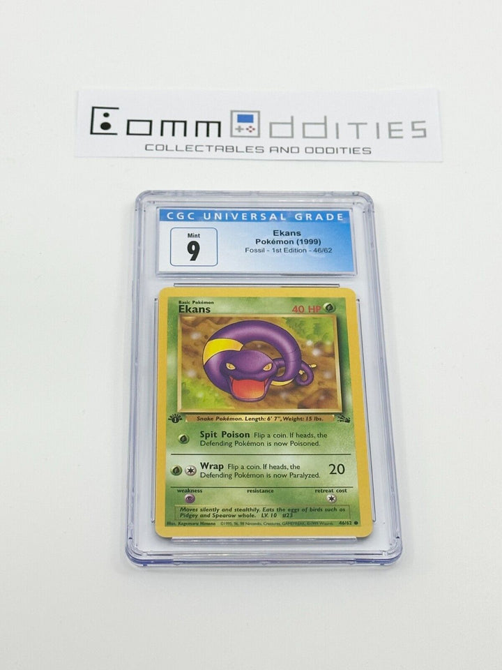 Ekans 1st Edition CGC 9 Pokemon Card - 1999 Fossil Set 46/62 - FREE POST!