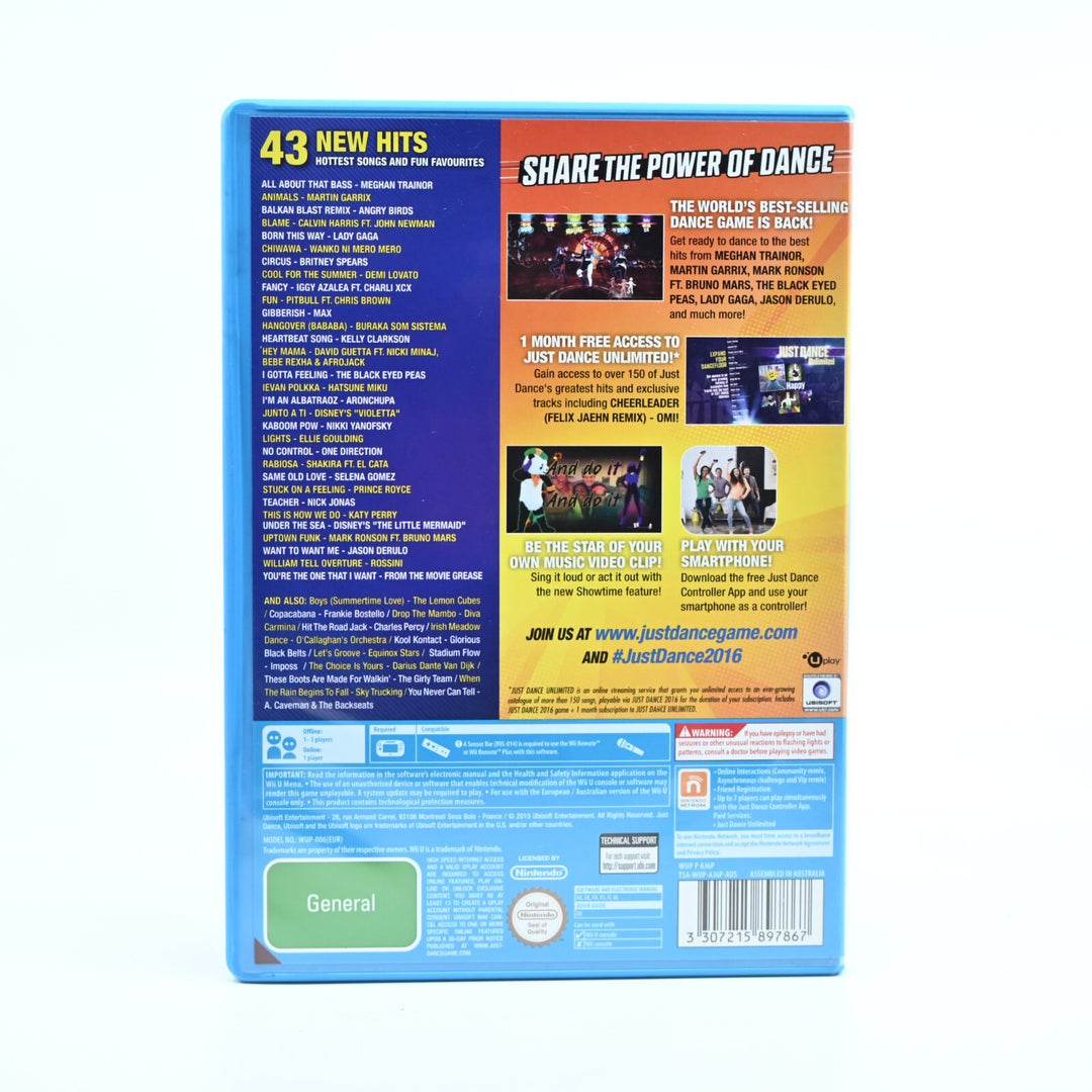 Just Dance 2016 - Nintendo Wii U Game - PAL - FREE POST!