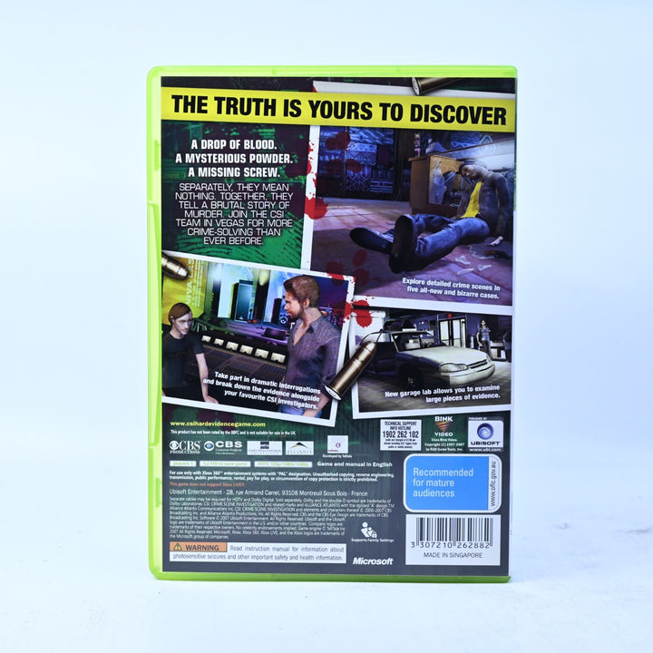 CSI: Crime Scene Investigation Hard Evidence - Xbox 360 Game + Manual