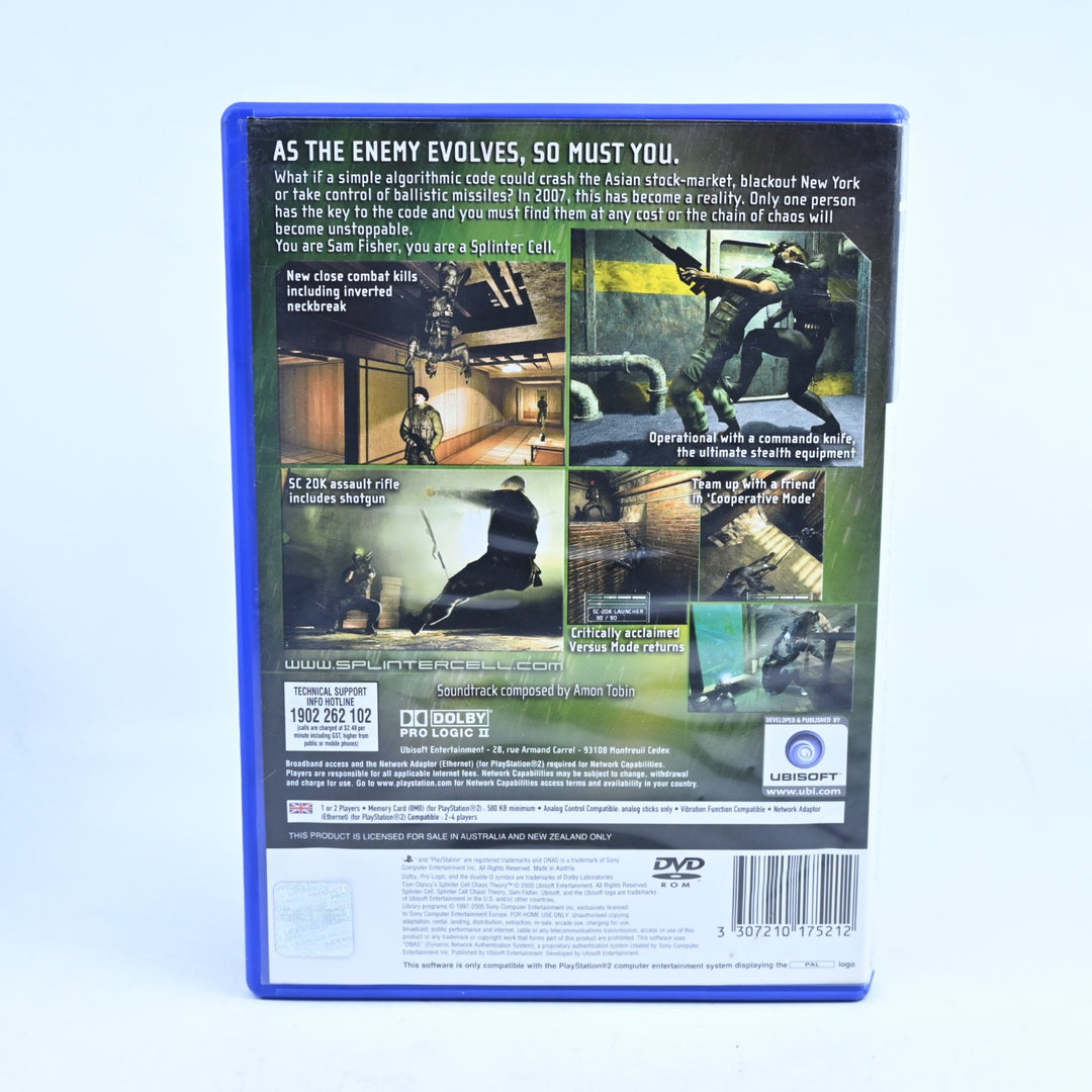 Tom Clancy's Spinter Cell: Chaos Theory - Sony Playstation 2 / PS2 Game + Manual