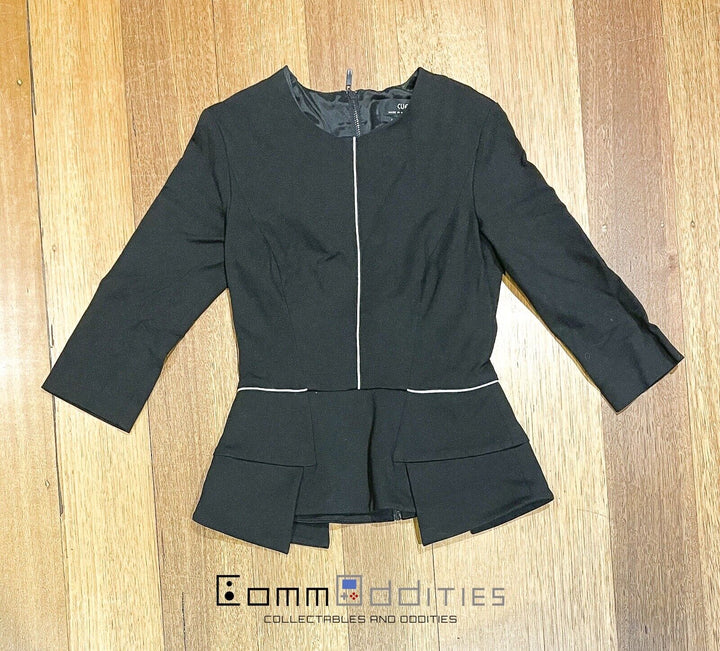 CUE Black Designer Top/ Jacket Women’s Size 6 - Australian Made Fabric Frm Italy