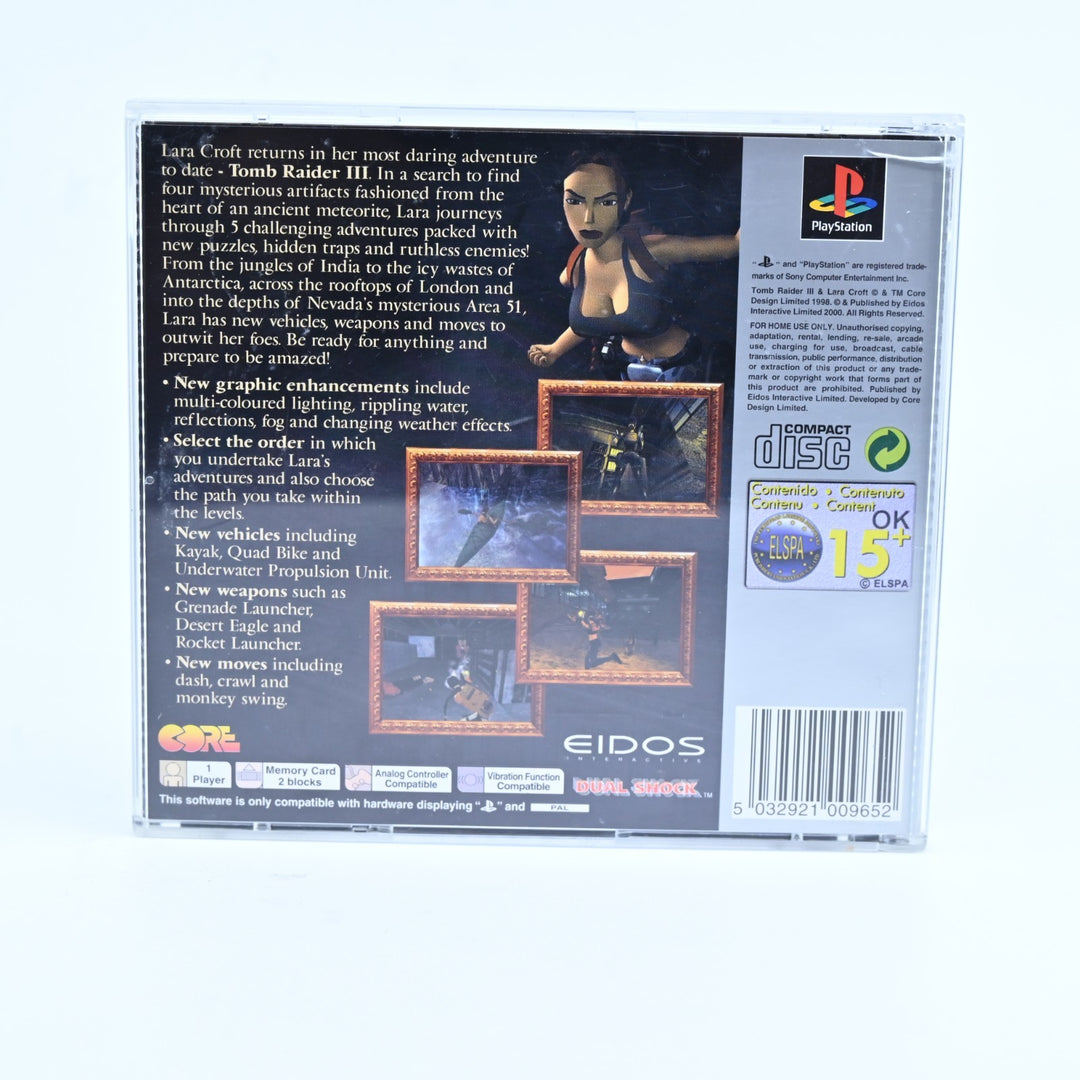 Tomb Raider III - Sony Playstation 1 / PS1 Game + Manual - PAL - MINT DISC!
