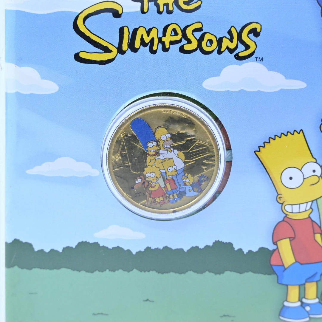 The Simpsons - 2019 Coloured Tuvalu $1 Coin + Stamp &amp; Coin Cover - Misc