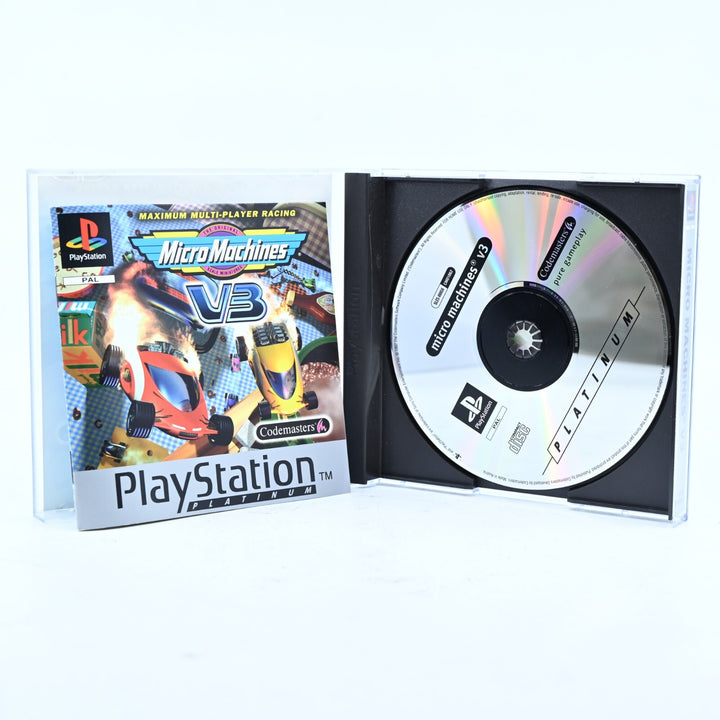 LIKE NEW! Micro Machines V3 - Sony Playstation 1 / PS1 Game + Manual - MINT DISC
