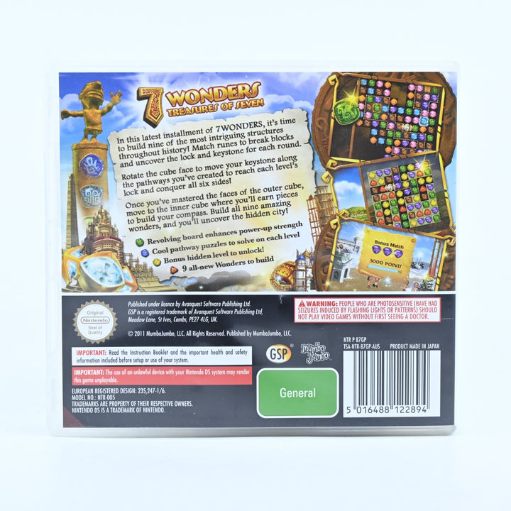 7 Wonders Treasures Of Seven - Nintendo DS Game - PAL + Manual - FREE POST!