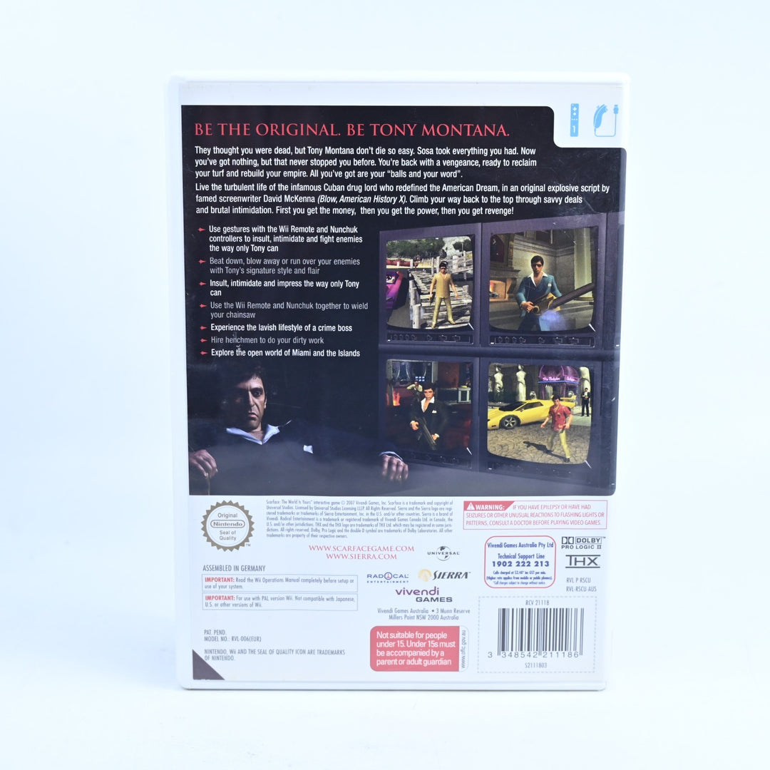 LIKE NEW! Scarface: The World Is Yours - Nintendo Wii Game + Manual MINT DISC!