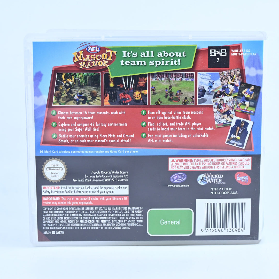 AFL Mascot Manor - Nintendo DS Game - PAL + Manual - FREE POST!
