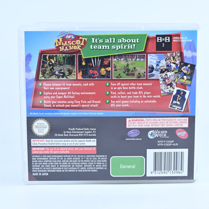 AFL Mascot Manor - Nintendo DS Game - PAL + Manual - FREE POST!