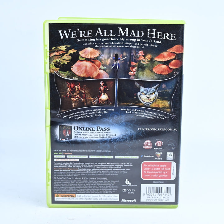 Alice Madness Returns - Xbox 360 Game - PAL - MINT DISC!