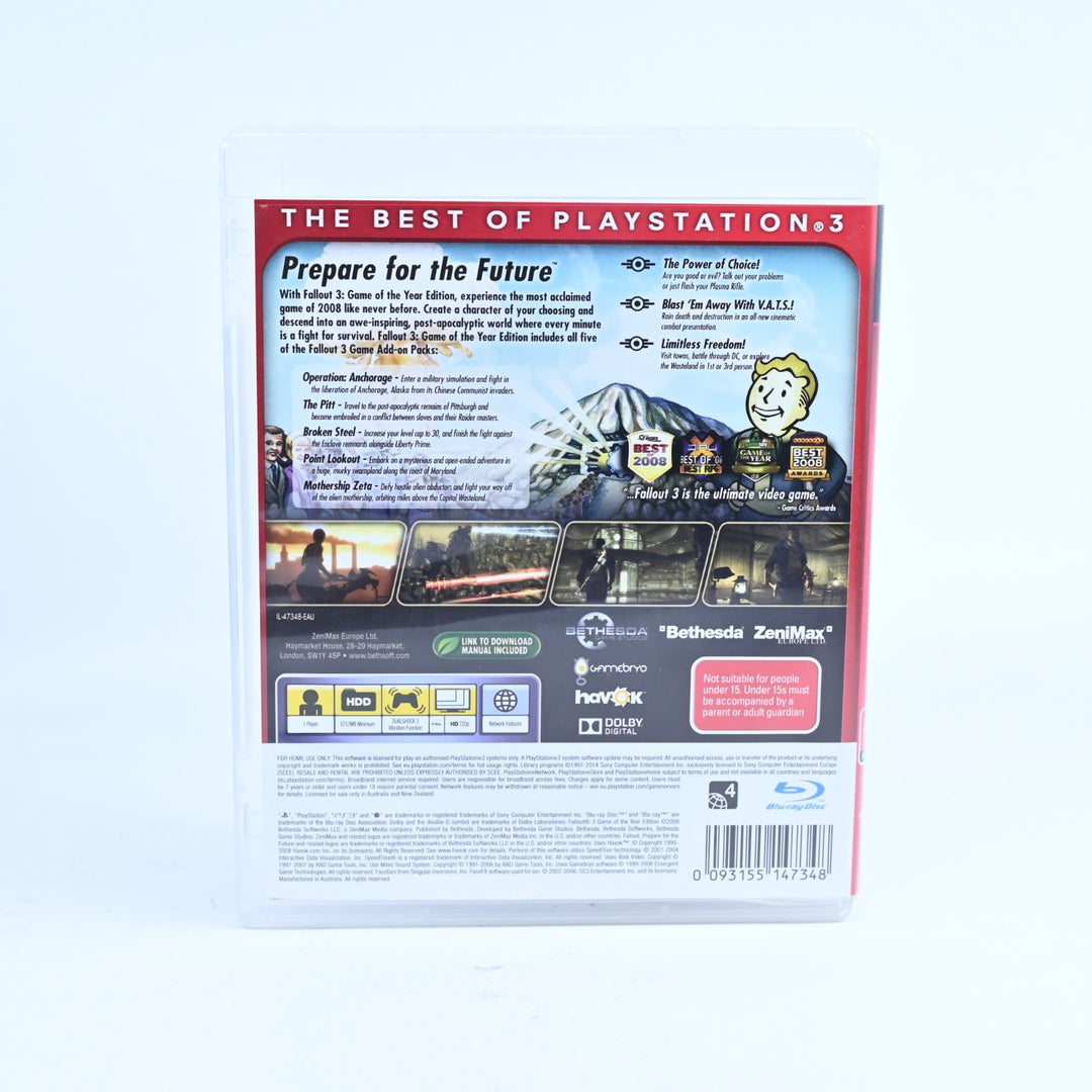 Fallout 3 - Game of the Year Edition - Sony Playstation 3 / PS3 Game - No Manual