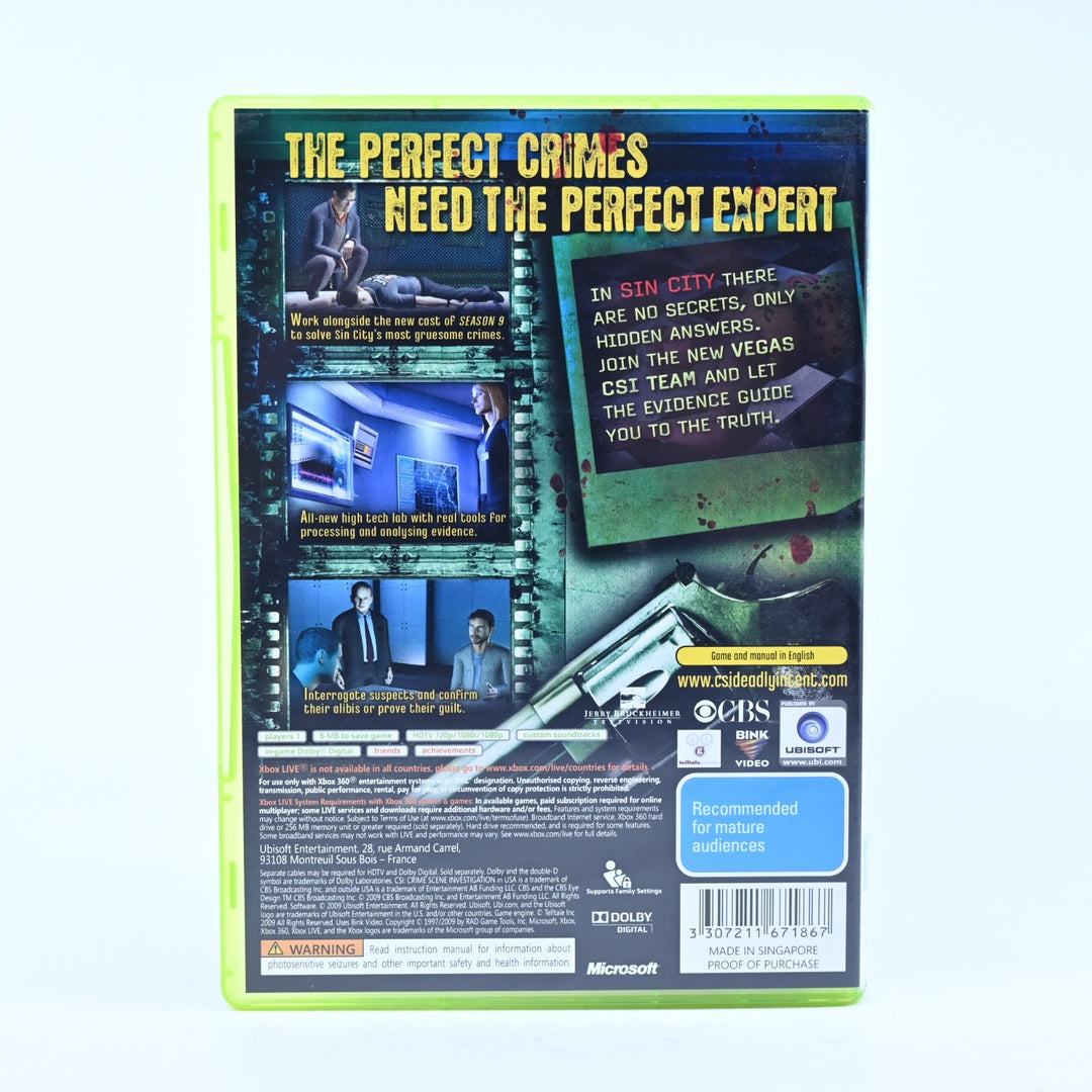 CSI: Crime Scene Investigation: Deadly Intent - Xbox 360 Game + Manual - PAL