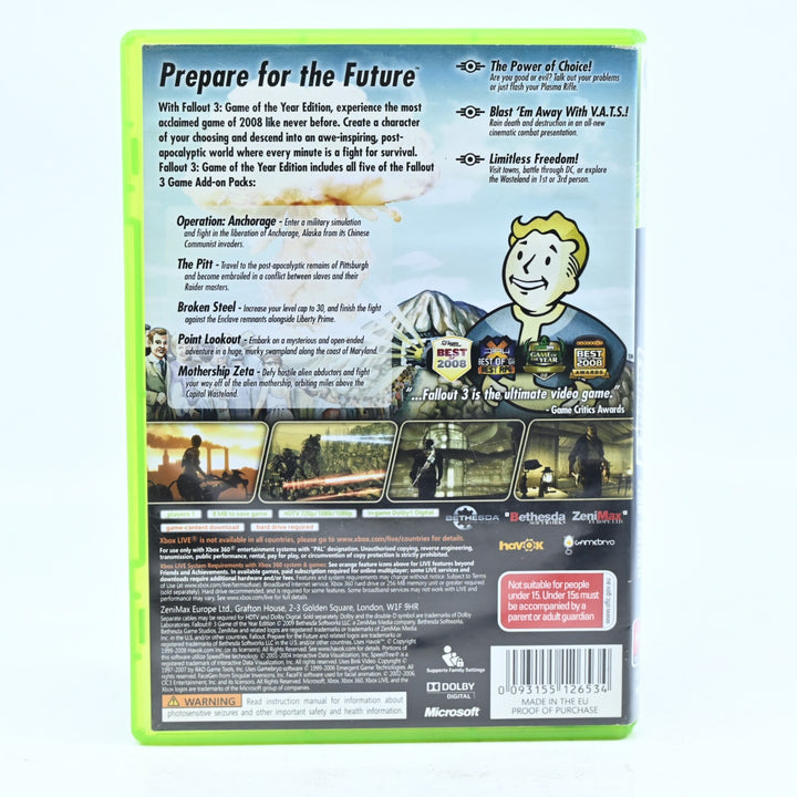 Fallout 3 GOTY Missing DLC Disc - Xbox 360 Game + Manual - PAL