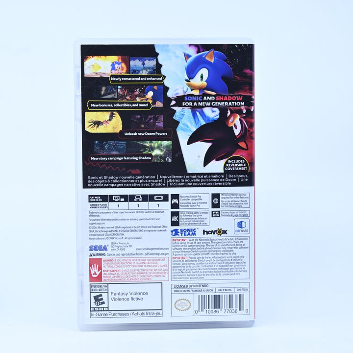 Sonic X Shadow Generations  - Nintendo Switch Game - Region Free - FREE POST!