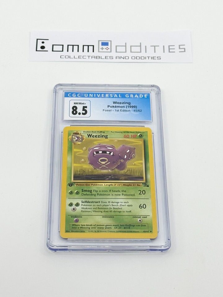 Weezing 1st Edition CGC 8.5 Pokemon Card - 1999 Fossil Set 45/62 - FREE POST!