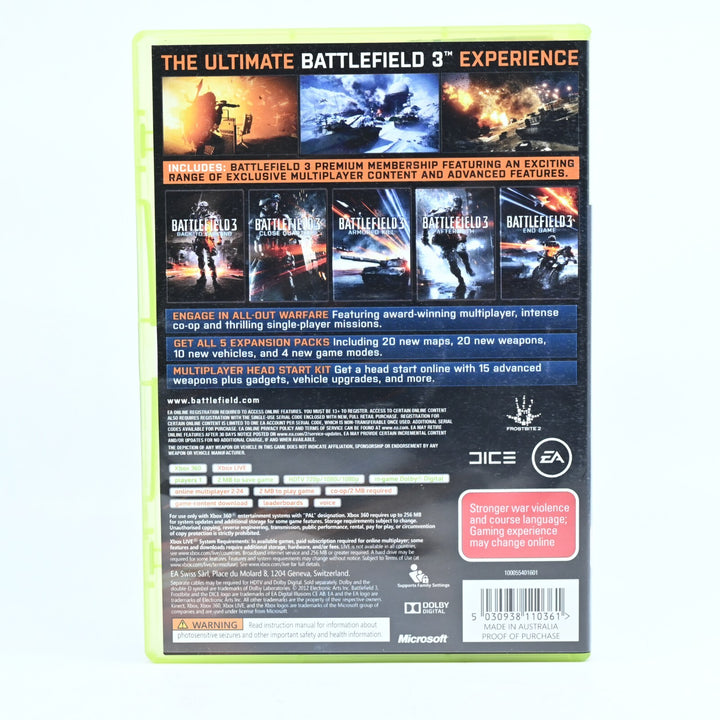 Battlefield 3 - Premium Edition - Xbox 360 Game + Manual - PAL - MINT DISC!