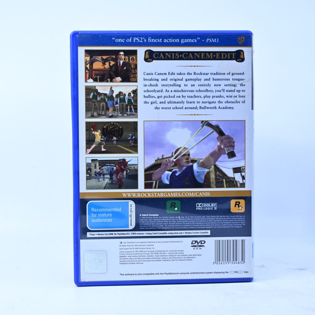 Canis Canem Edit - Bully - Sony Playstation 2 / PS2 Game + Manual + Map - PAL