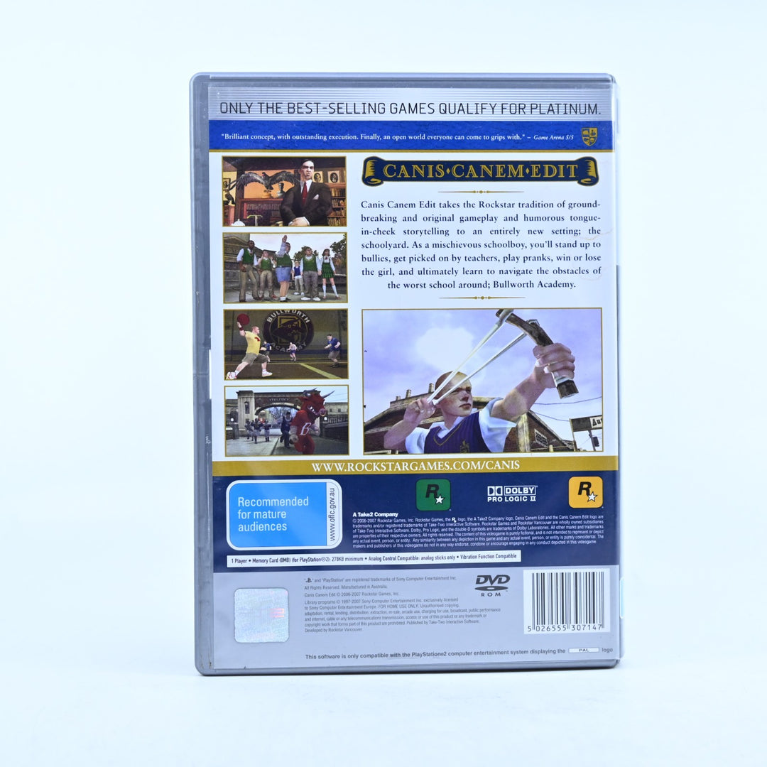 Canis Canem Edit - Bully - Sony Playstation 2 / PS2 Game + Manual - PAL