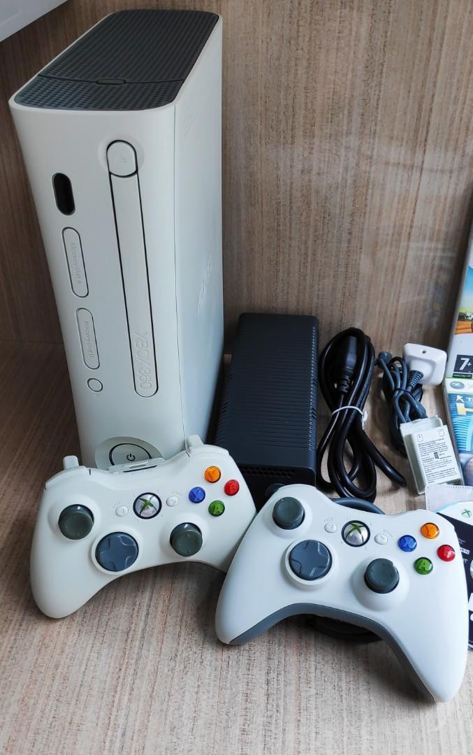 Xbox 360 Console - Slim - GENUINE CONTROLLERS + CABLES - PAL - FREE POST!