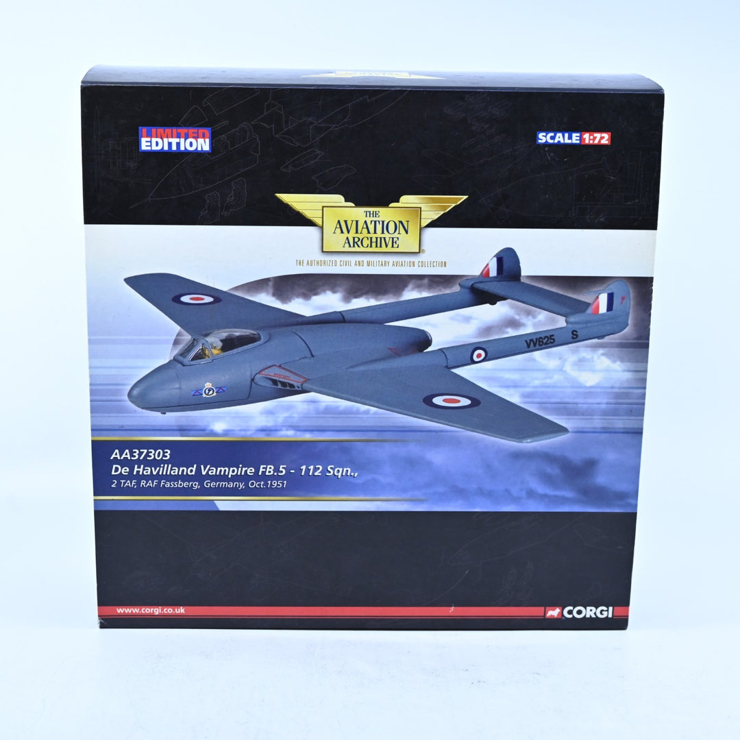 Corgi Aviation 1:72 De Havilland Vampire FB.5 112SQN RAF Fassberg AA37303 Plane