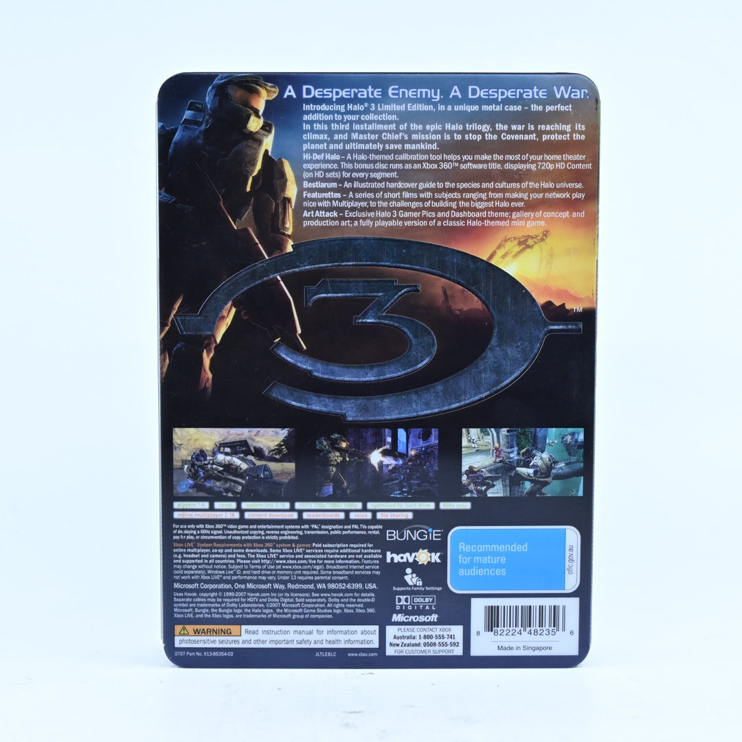 Halo 3 - Limited Edition Steelbook with Slip - Xbox 360 Game + Manual - PAL