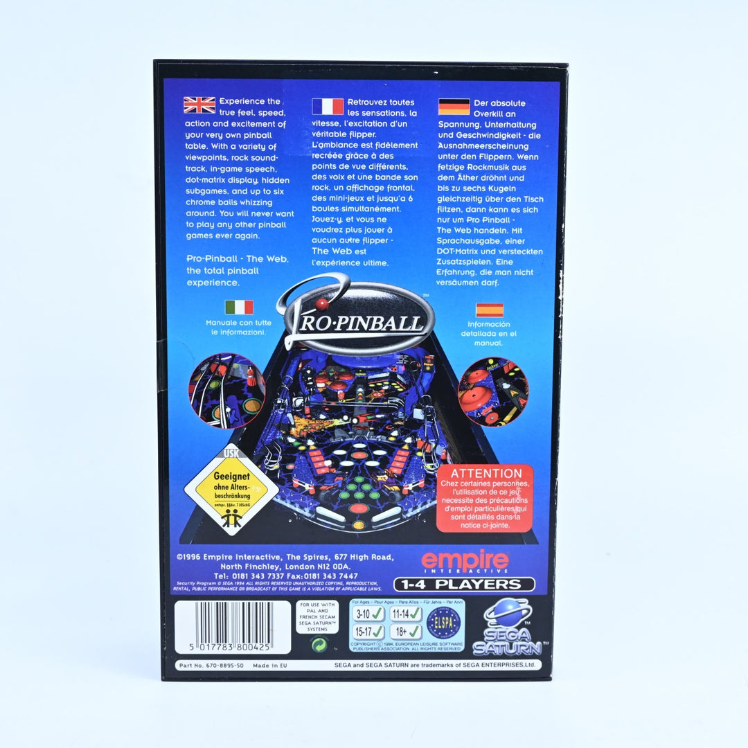 Pro Pinball - The Web - Sega Saturn Game + Manual - PAL - MINT DISC!