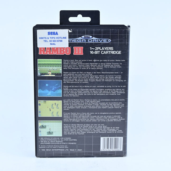 Rambo III 3 - Sega Mega Drive Game + Manual - PAL - FREE POST!