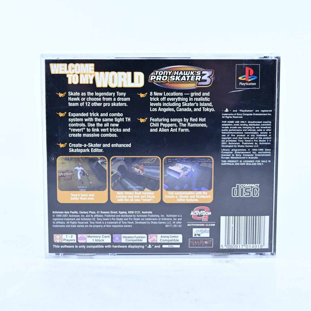 Tony Hawk's Pro Skater 3 - Sony Playstation 1 / PS1 Game + Manual - MINT DISC!