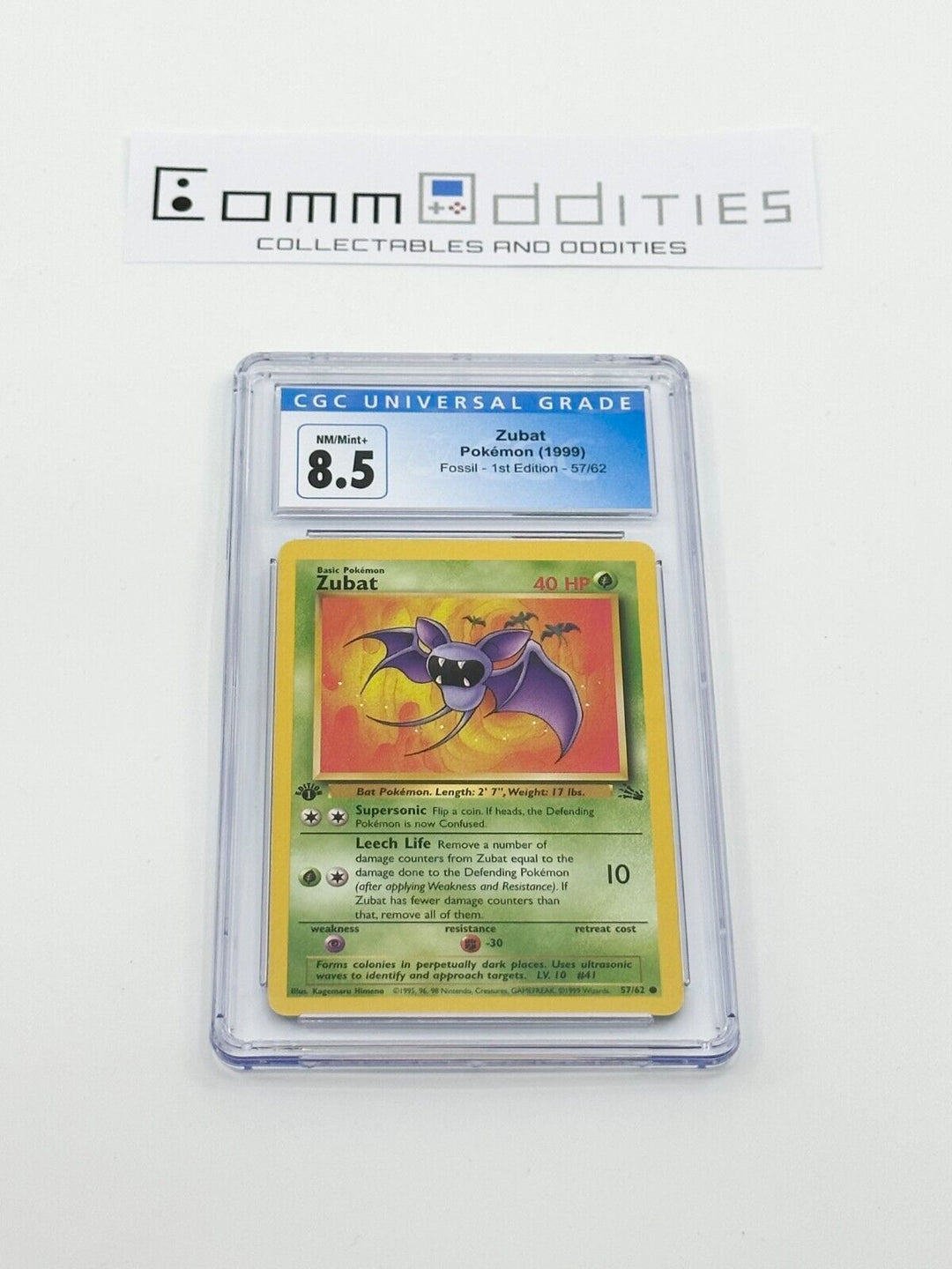 Zubat 1st Edition CGC 8.5 Pokemon Card - 1999 Fossil Set 57/62 - FREE POST!