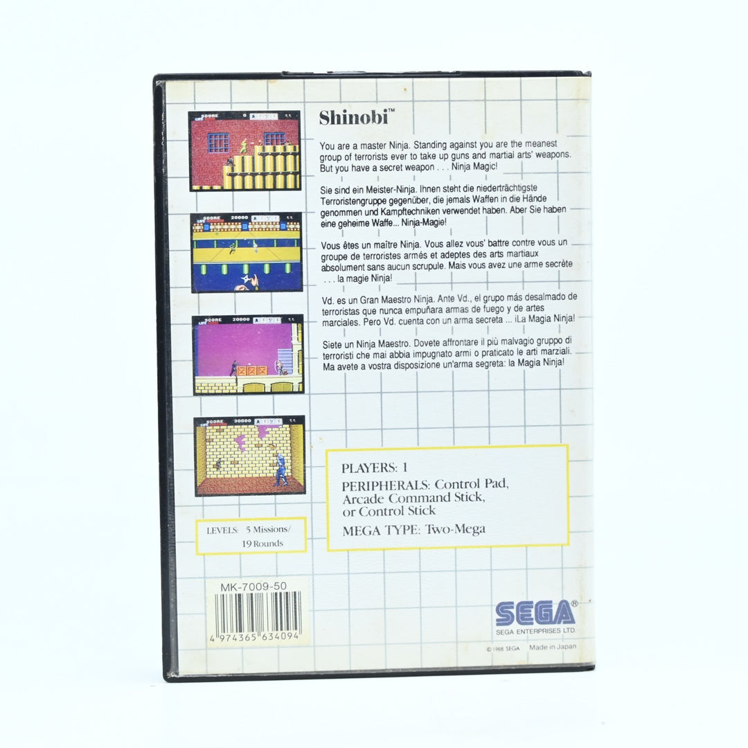 Shinobi - Sega Master System Game + Manual - PAL - FREE POST!