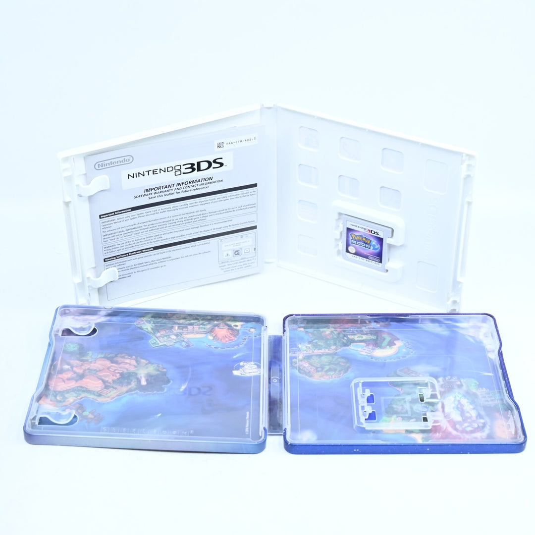 Pokemon Moon + Steelbook - Nintendo 3DS Game - PAL + Manual - FREE POST!