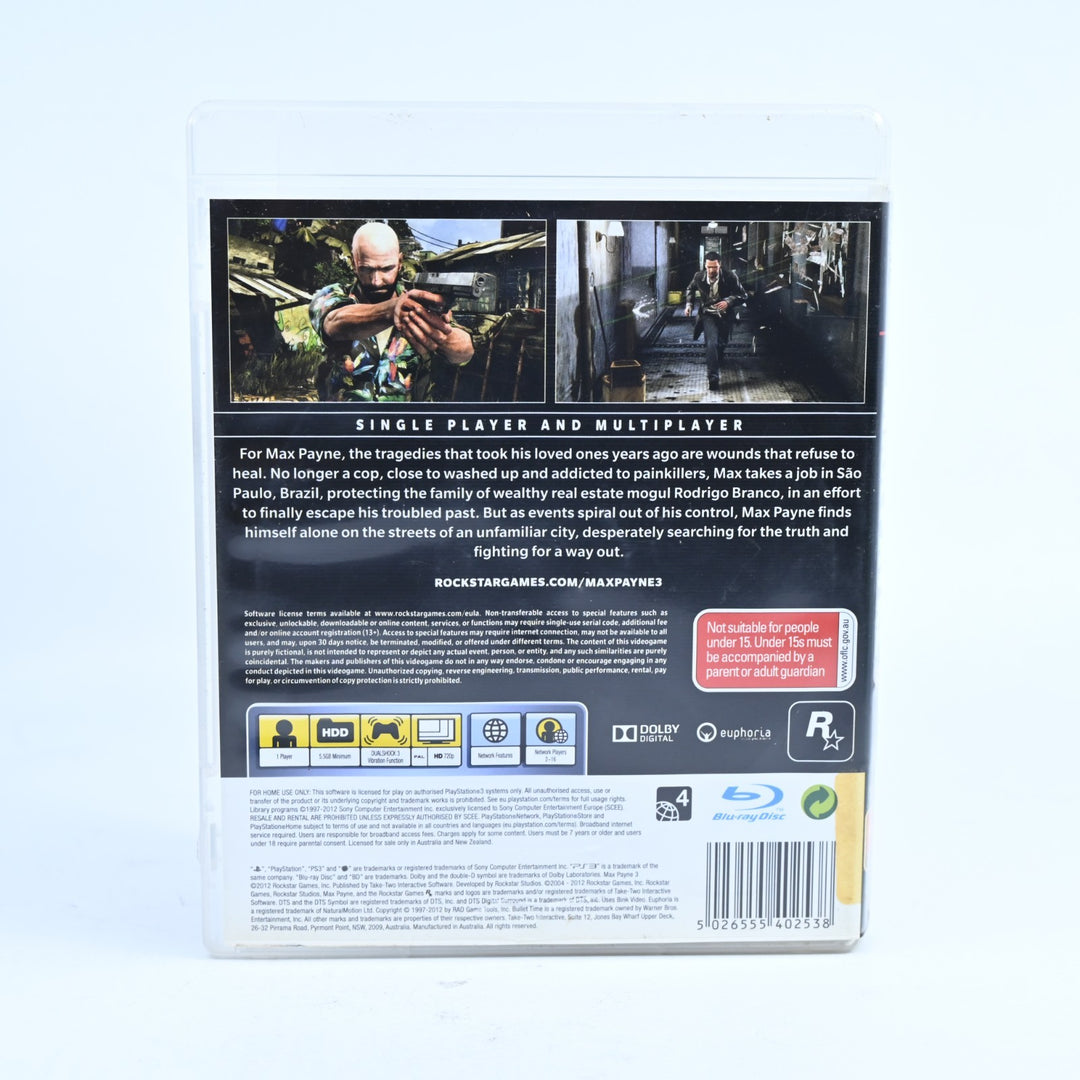 Max Payne 3 - Sony Playstation 3 / PS3 Game + Manual - FREE POST!