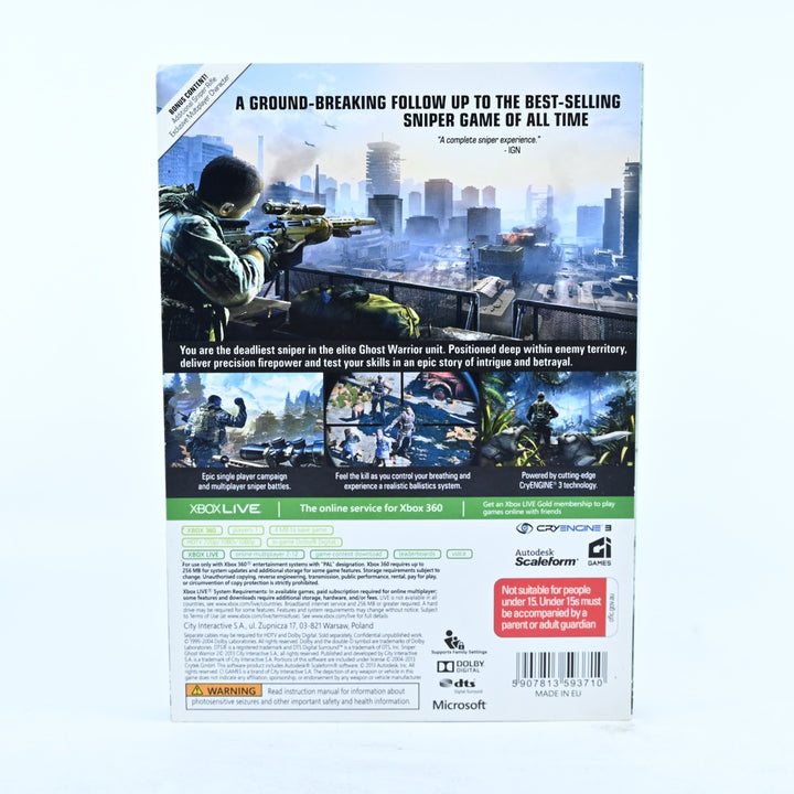Sniper Ghost Warrior 2 - Limited Edition Steelbook - Xbox 360 Game + Manual