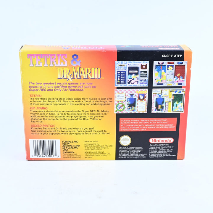 Tetris & Dr Mario - Super Nintendo / SNES Boxed Game - PAL - FREE POST!