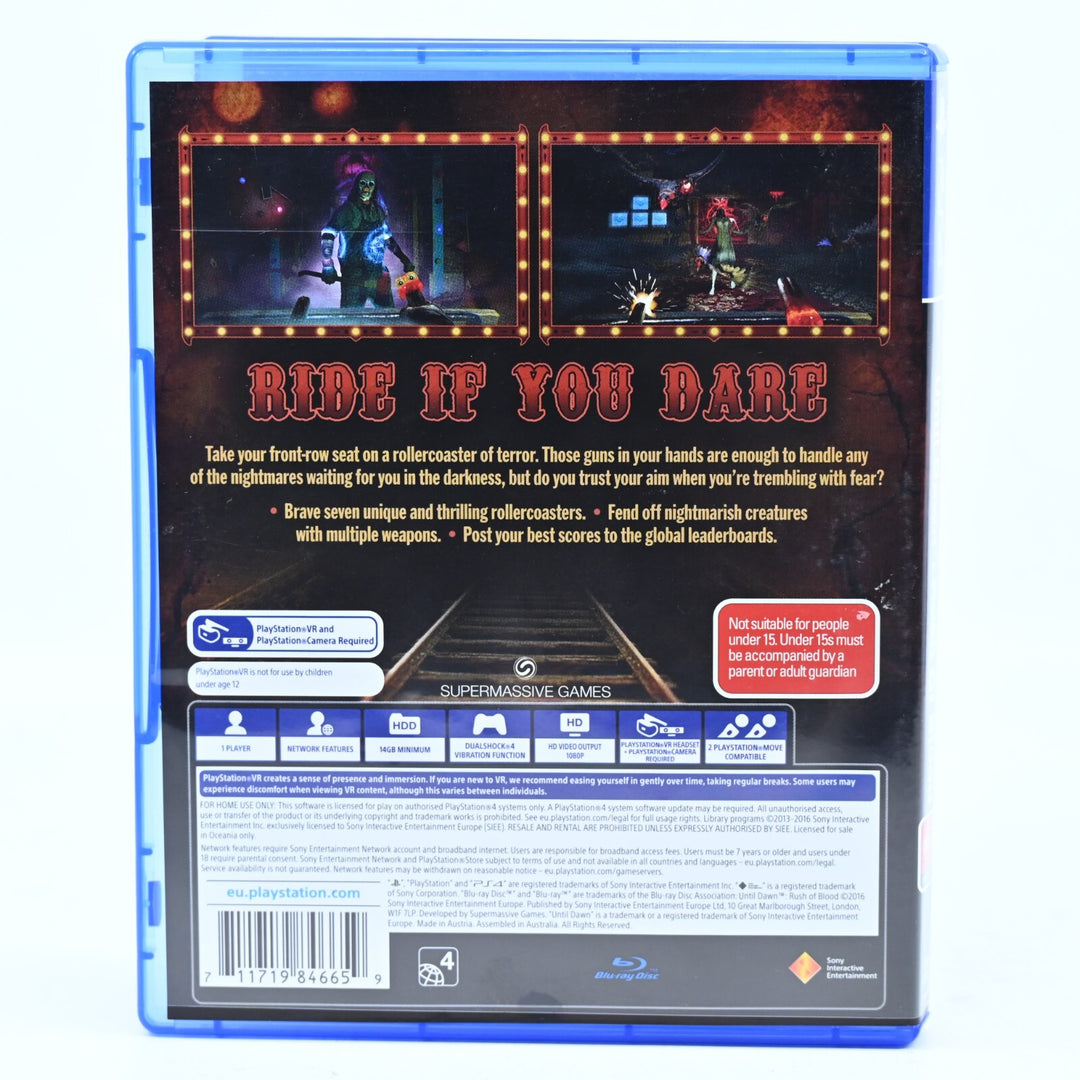 Until Dawn: Rush of Blood - Sony Playstation 4 / PS4 Game - FREE POST!