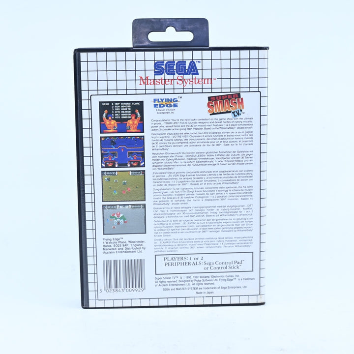 Super Smash T.V. - Sega Master System Game + Manual - PAL - FREE POST!