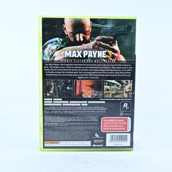 Max Payne 3 - Xbox 360 Game + Manual - PAL - MINT DISC!