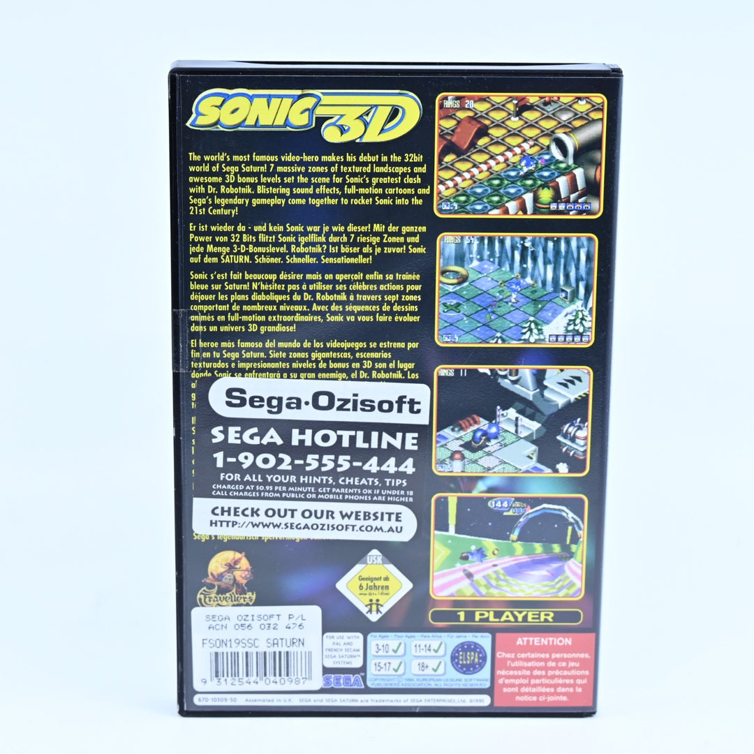LIKE NEW! Sonic 3D: Flickies' Island - Sega Saturn Game + Manual - PAL