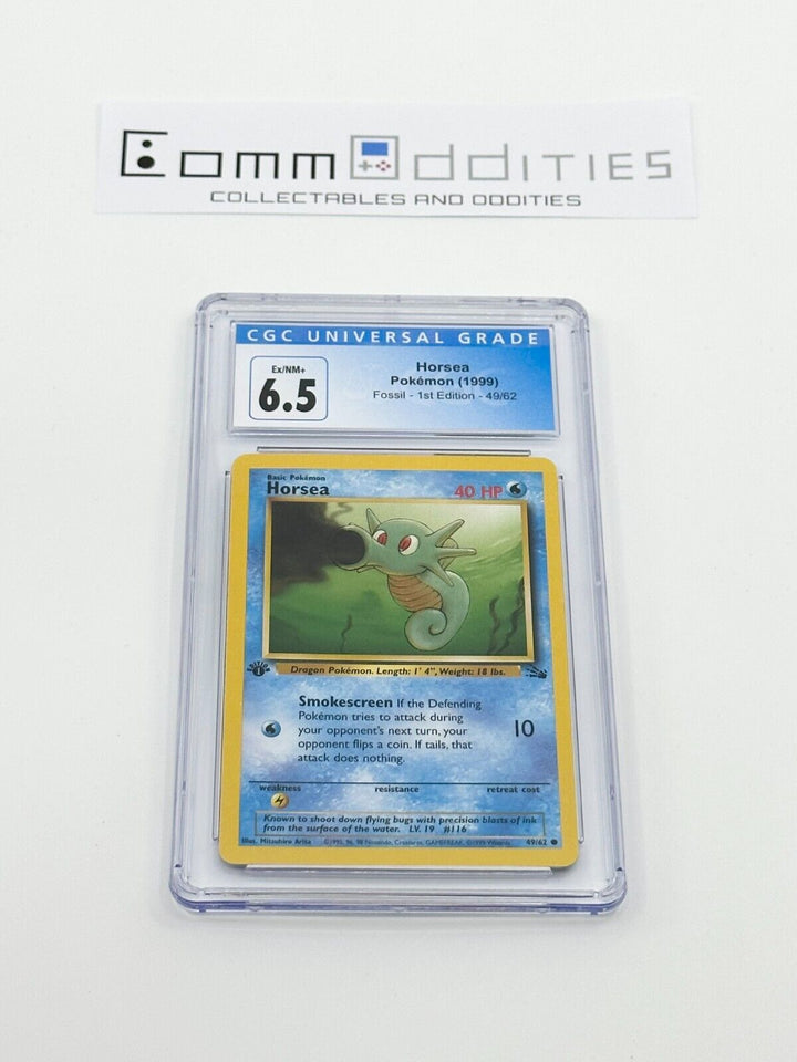 Horsea 1st Edition CGC 6.5 Card - 1999 Pokemon Fossil Set 49/62 - FREE POST!