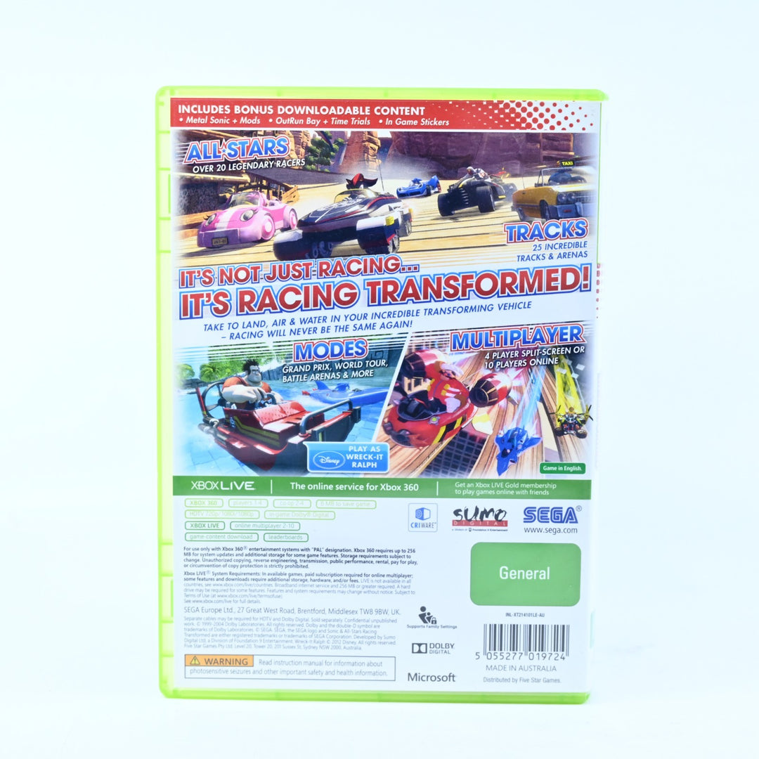 Sonic & All-Stars Racing Transformed - Xbox 360 Game + Manual - PAL - MINT DISC!