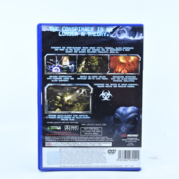Area 51 - Sony Playstation 2 / PS2 Game + Manual - PAL - MINT DISC!