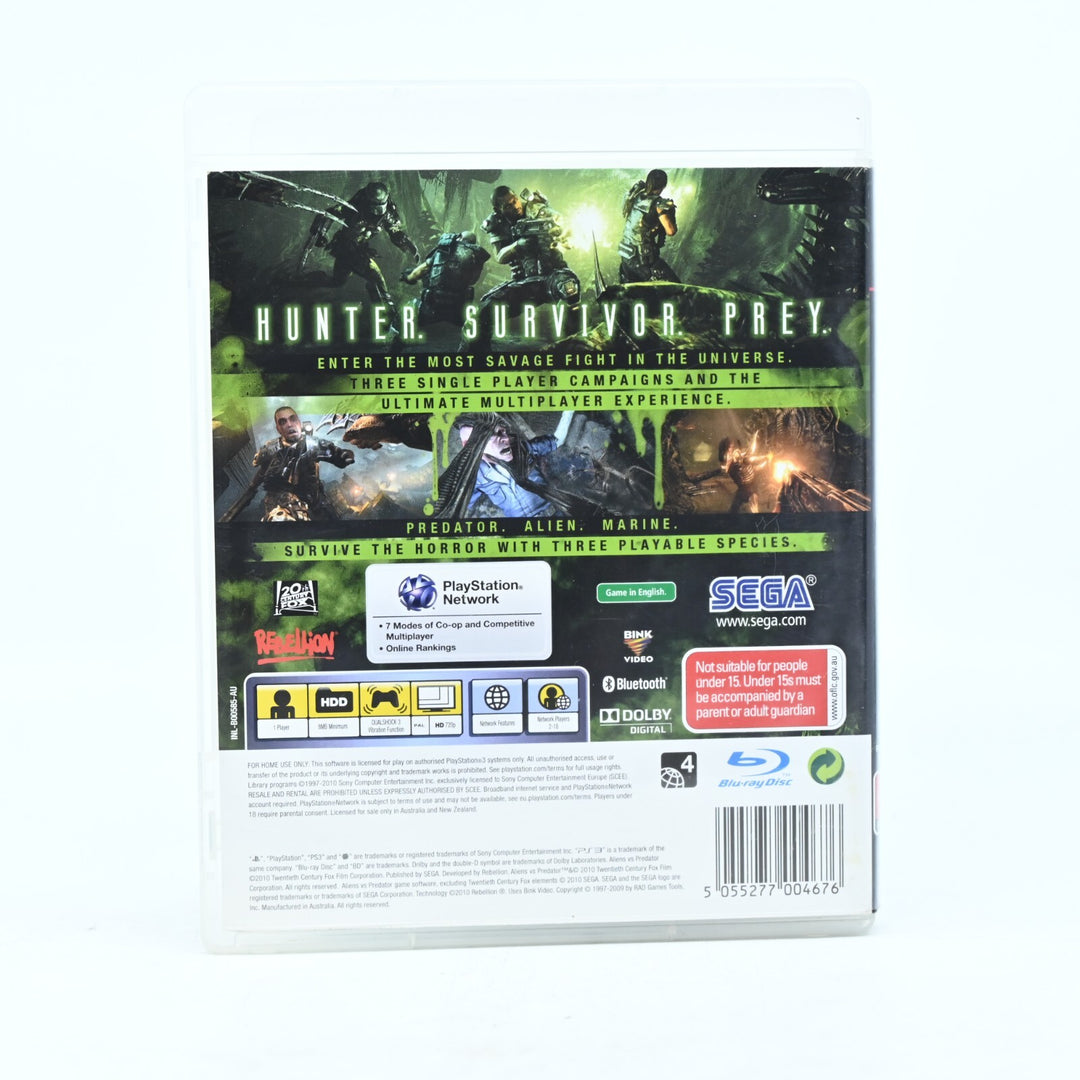 Aliens vs Predator - Sony Playstation 3 / PS3 Game + Manual - FREE POST