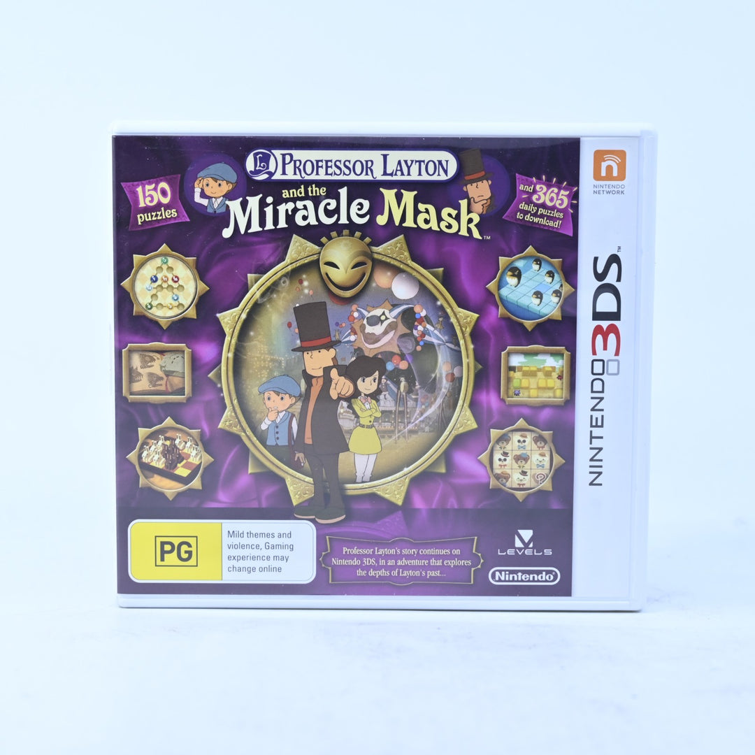 Professor Layton and the Miracle Mask - Nintendo 3DS Game - PAL + Manual