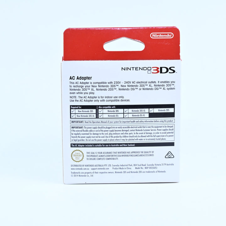 Boxed 3DS AC Adapter - Nintendo 3DS Accessory - WAP-002(AUS) - FREE POST!