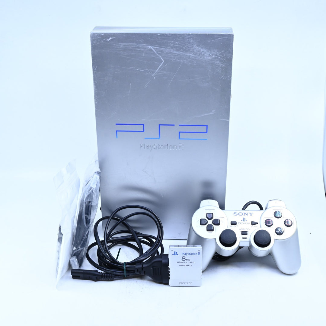Sony Playstation 2 / PS2 Console Fat Silver GENUINE CONTROLLER + CABLES + HDMI
